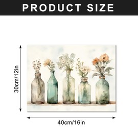 Botanical Bottles Green Farmhouse Bathroom Wall Decor Modern French Flowers in Bottle Pictures for Living Room Bedroom Bathroom Framed Ready to Hang 12x16 Inches