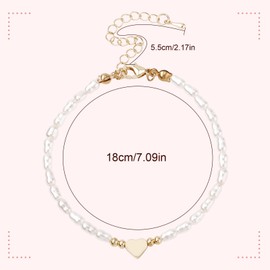 Gold Pearl Bracelet for Women, Dainty Pearl Heart Bracelets Elegant Jewelry Gift for Bridesmaid Bride Weddings Birthday