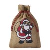 3 Natural-Coloured Jute Bags with Coloured Santa Claus Motif, Santa