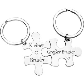 Brother Gifts Keyring for Big Brother Little Brother Funny Gift for Boys Man BFF Best Friend Birthday Gift, silver