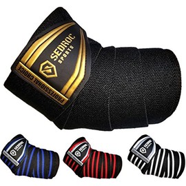 Sedroc Sports Professional Weight Lifting Elbow Wraps Powerlifting Support Sleeves - Pair (Black/Gold)