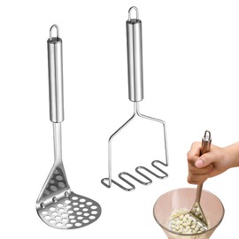 2 Pcs Potato Masher,Stainless Steel Mashed Potato Masher,Efficient Mashing Tool,Heavy Duty Wire Type Masher,Kitchen Masher Tool for Potato,Avocado,Fruits,Vegetables,Easy to Clean
