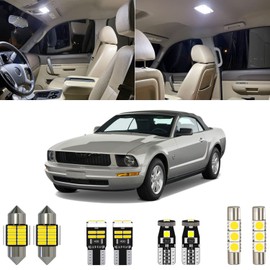 Xpismii 5 Piece 6000K White Interior LED Light Kit Package Compatible with Ford Mustang 2005 2006 2007 2008 2009, with Placement Diagram and Install Tool