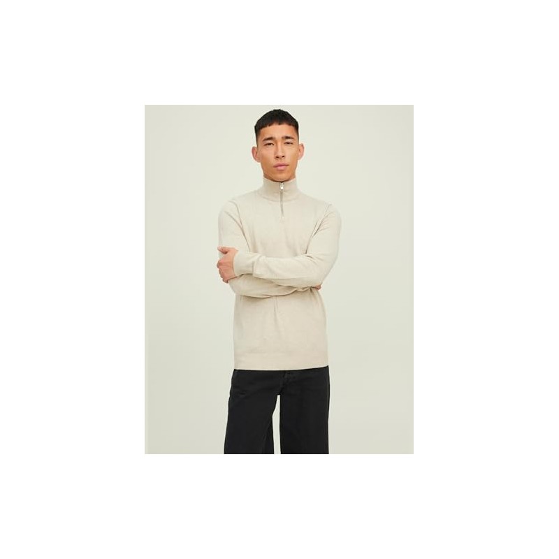 JACK & JONES Male Quarter Zip Plain Quarter Zip, beige