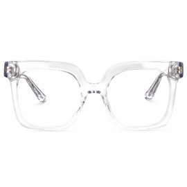 Zeelool Stylish Acetate Oversized Thick Square Glasses Eyewear for Men Women Blue Light Blocking Eyeglasses Dexter ZOA02007-02 Crystal