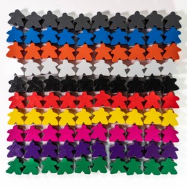 Bag of 100 Meeples | 100 x 16mm Wooden Board Game Tokens in 10 Colors | Extra Pieces for Your Board Gaming or Crafting Needs | Sir GameAlot