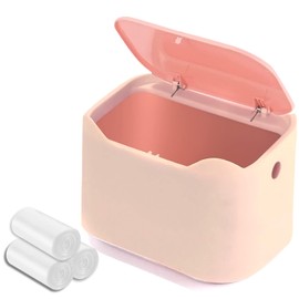 YAGGOOD Small bin office desk bin with lid for countertop, cosmetic table top, bathroom, bedroom, kids desktop bin in red and pink color