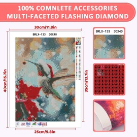 Skyboda Hummingbird Diamond Art Kits for Adults Beginners, Christmas Tree Diamond Painting Kits for Adults,5D Full Drill DIY Diamond Dot Gem Art Kit Wall Home Decor Arts Craft 12x16 inch