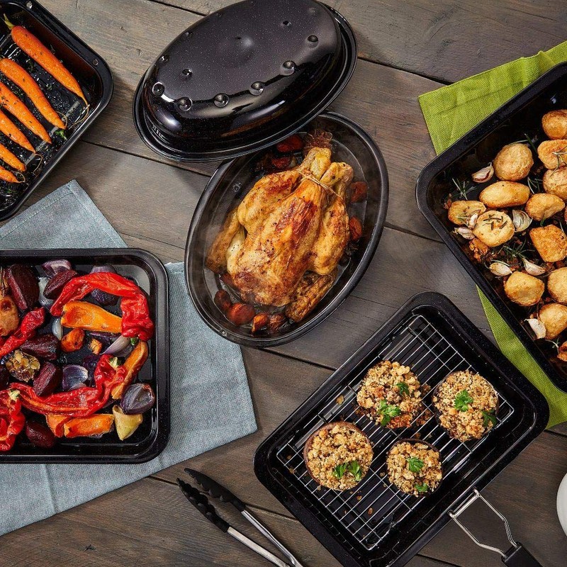 Judge JS32 Ovenware Enamel Grill Tray with Rack & Handle,