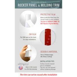 Made in USA! Compatible with 2007-2013 Chevy Silverado/GMC Sierra Regular Cab Long Bed Body Side Molding Trim 1.5" Wide 6PC