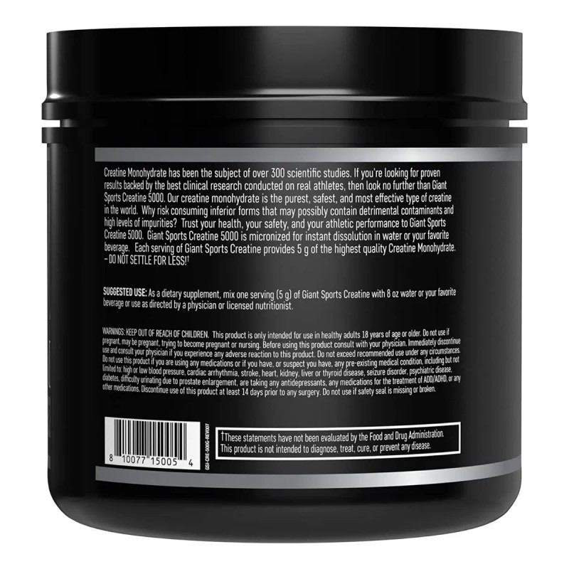 Creatina Monohidratada 5000mg Giant Sports/ 500g / 100 Serv