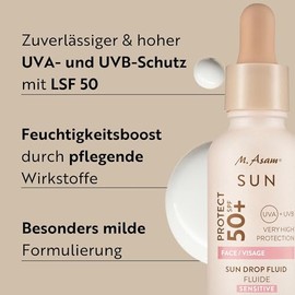 M. Asam Sun Sun Drop Fluid Sensitive Skin SPF 50+ (30 ml) | Sun Cream Face 50 for Sensitive Skin, Light Serum Face with Panthenol
