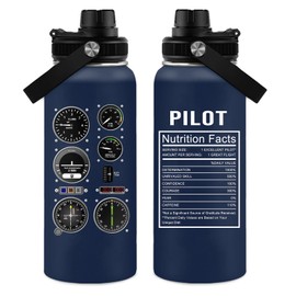 WWHSAI Pilot Water Bottle 32oz, Aviation & Airplane Gifts For Men, Pilot Gauges Gear Tumbler Airplane Gift, Birthday Father's Day Christmas Pilots Gifts For Aviation Dad Son Husaband Him