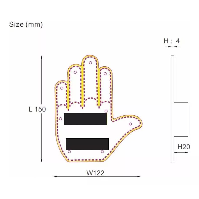 Genera Luz Led Dedo Carro Dif. Estilos: Alto, Dedo Medio,