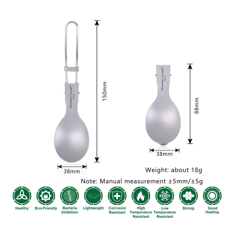 Boundless Voyage Titanium Folding Spoon Spork Fork Set Outdoor Camping
