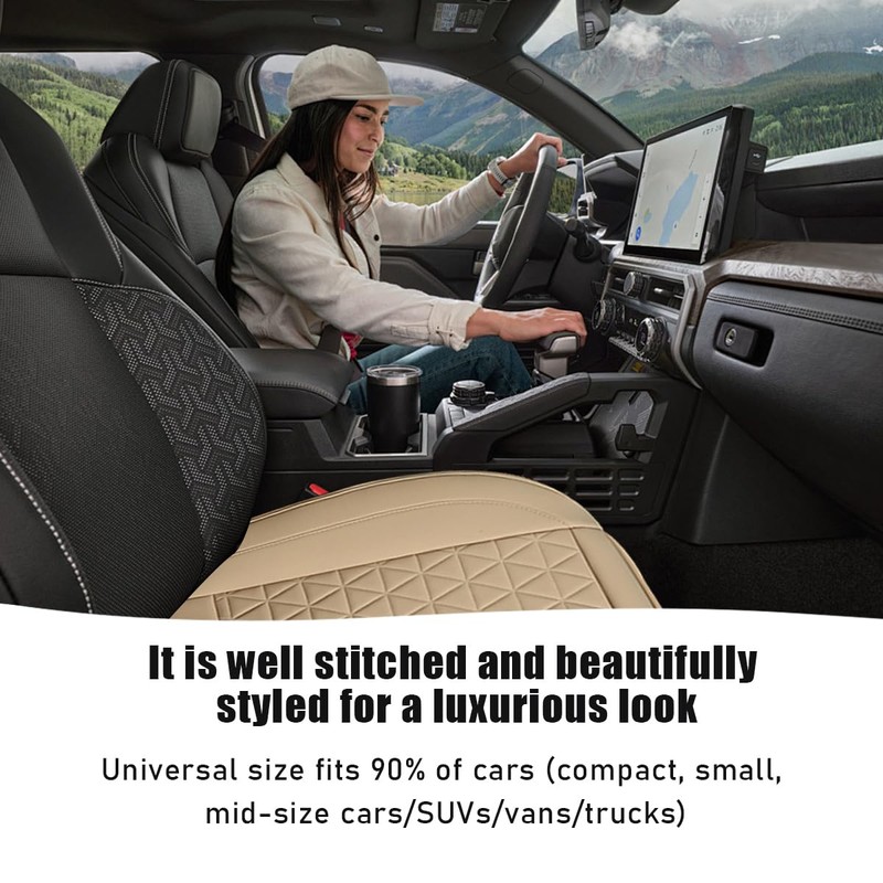 povtii Car Front Seat Cover, 22"×24" Luxury PU Leather Auto