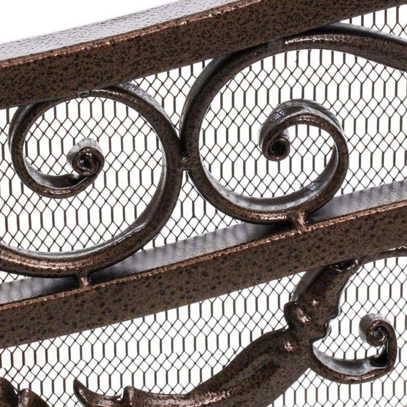 Christopher Knight Home Waterbury Fireplace Screen, Gold Flower On Black