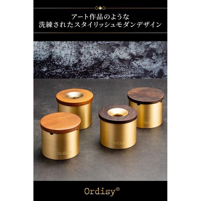 Ordisy Ashtray with Lid, High Quality Brass, For Tabletop, Car,