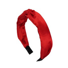 Motique Accessories Satin Headband for women with Twist Turban Knotted Hairband Red