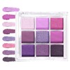 Purple Eyeshadow Palette, 9 Colours Matte Glitter Purple Eyeshadow, Long