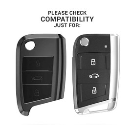 QuBaID Key Cover Compatible with VW Golf 7 MK7 - Light Lavender (anthracite high gloss)