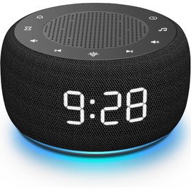 Reloj despertador y máquina de ruido blanco con luz nocturna y 18 sonidos relajantes
