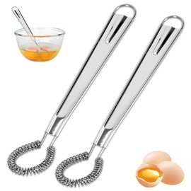 Mini Whisk 2PCS Stainless Steel Whisk, Small Whisk and Hand Whisk Manual, Spring Coil Wire Whisk Blender, for Kitchen Coffee Sauce Milk Cooking Baking Beating Kitchen Baking Egg Whisk Tool