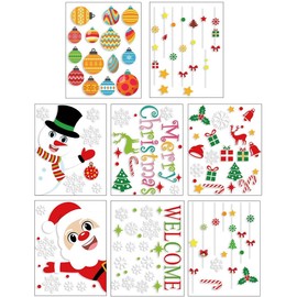 FINGOOO 8 Sheet 120 pieces Christmas Window Cling Snowflakes Decals Clings for Home/Shop Window Display