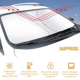 TSUINZ For Ford Mustang 55*27.6in Foldable Car Windshield Sun Shade Visor UV Heat Block