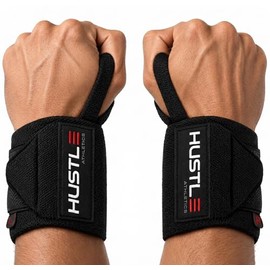 Hustle Athletics Wrist Wraps Weightlifting - Best Support for Gym & Crossfit - Brace Your Wrists to Push Heavier, Avoid Injury & Improve Your Workout 