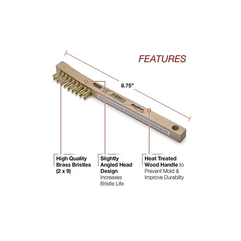 Lincoln Electric K3183-1 Brass Wire Brush, 2 x 9 Bristle