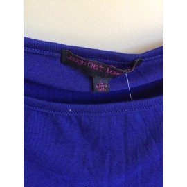 Laugh Out Loud Always New Juniors Young Adult Navy Blue Cotton Blend Off The Shoulder Shirt Top Large