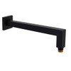 Aquaiaw Shower Arm and Flange, 12 inch, Solid Brass, Soldered 90 Degree, Both Soldered 1/2 NPT Tapered Threads, Matte Black, Square Wall Shower Arm Extension, Rain Shower Head Extension Arm