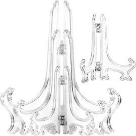12Pcs Clear Plastic Easels, BetterJonny 3 Sizes Transparent Plastic Stand Decorative Plates Stand Clear Display Holders for Displaying Pictures, Photo Frames, Greeting Cards and Tabletop Artworks