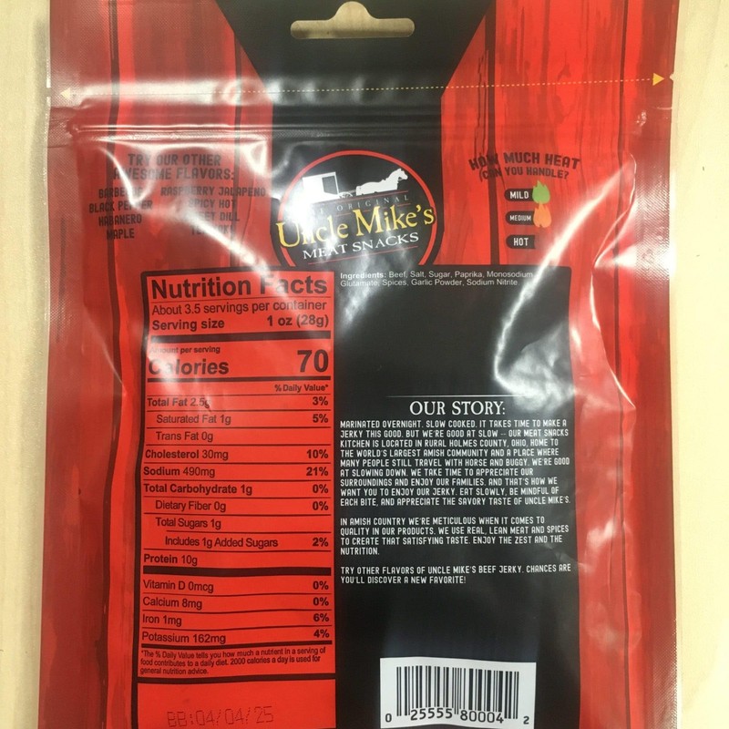 Uncle Mike's Beef Jerky Snacks - Gluten Free, 2 Bags,