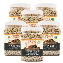 Pride Of India - PACK of 6 - Indian Whole Black Eyed Peas - Protein & Fiber Rich Lobiya, 1.5 Pound Jar