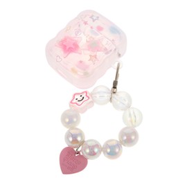 TEHAUX Flower Earphone Case Cover with Beaded Keychain Stylish Protector for Compact Lightweight Scratch Resistant Design Decorative Star Pattern for Women