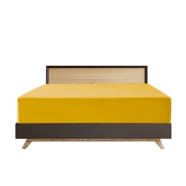 EV DEKOR® MF003 Extra Deep Fitted Sheet Double, Ochre - Deep Pocket Bedsheet 16inch (40 cm) Soft Brushed Microfiber Fabric - Shrinkage and Fade Resistant - Bottom Sheet - Double Bed Fitted Sheets