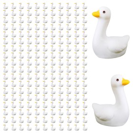 Ksheria 200pcs Mini Resin Goose Figurines - Tiny Animal Figurine Bulk, Small Desk Goose Decor for DIY Crafts, Micro Landscape Aquarium Potted Ornaments, Miniature Geese Animal Statues to Hide