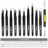 11 Pcs Precision Tweezers Set, ESD Anti-Static Tweezers Set, Stainless