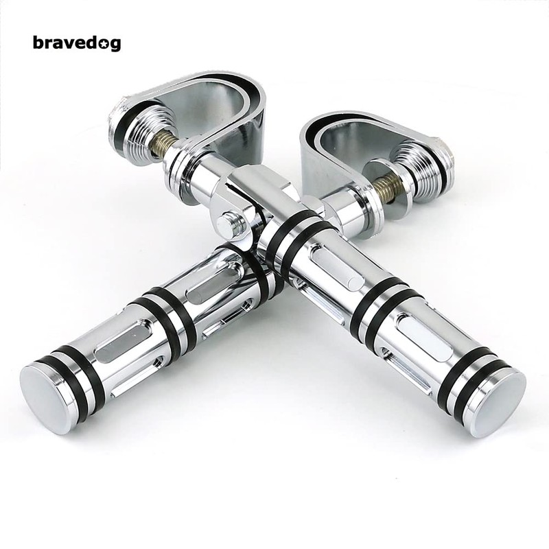 Bravedog Motorcycle Highway Foot Pegs Rest Black 25-32mm Engine Guard