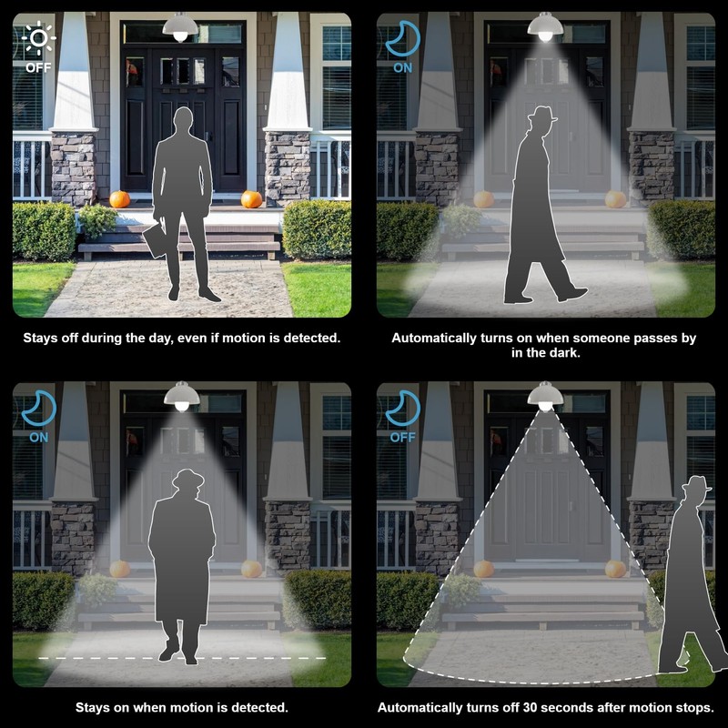 ORALUCE Motion Sensor Light Bulbs Indoor Outdoor 60 watt Equivalent,
