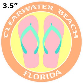 Athena Brands Flip Flops Clearwater Beach Florida - Car Truck Window Bumper Sticker Decal - Sunset Orange