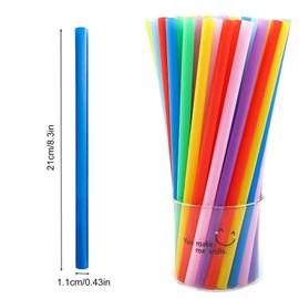 100 Pcs Smoothie Straws, 8.3 * 0.43in /21 * 1.1cm Wide Plastic Straws Assorted Colors Disposable Straws for Milkshakes, Smoothies, Boba, Bubble Tea, Ice Coffee