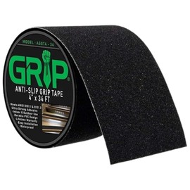 GRIP Anti Slip Tape - 80 Grit High Traction Non-Slip Tape for Stairs, Ramps, Floors, Indoor/Outdoor Use, Easy Cut & Apply, Durable for Heavy Traffic Areas (4" x 34')