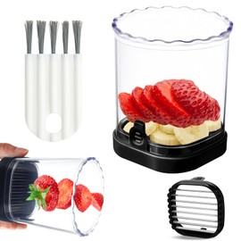 UQOOQFA Strawberry Slicer CupFruit Cutter Slicer Cup for Strawberry, Egg, Banana, Mushroom, Cucumber, Kiwi and Veggie Salad the Kitchen Gadget Tool (Black)