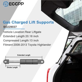 ECCPP Lift Support Rear Liftgate Replacement Struts Gas Springs Fit for 2008-2013 Toyota Highlander Set of 2