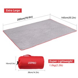 URPRO Waterproof Warm Fleece Outdoor Blanket Extra Large Lightweight Portable with Carry Bag for Stadium, Picnic, Camping, Beach, Dogs, Sofa RED