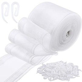 Cinta para cortinas ondulada transparente de 6 yardas/100 ganchos para cortinas, cinta para cortinas onduladas, plegadas en arrugas