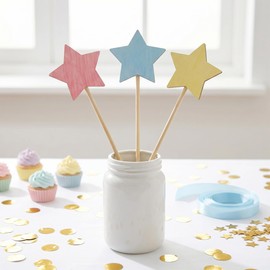DIY Painting Wood Fairy Wands, 12pcs Unfinished Star Magical Sticks Blank Craft Fairy Wands Decoration Make Your Princess Sticks Props for Party Dress up Cosplay Supply